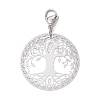 201 Stainless Steel Flat Round with Tree of Life Pendant Decorations HJEW-JM02521-4