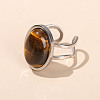 304 Stainless Steel & Natural Tiger Eye Cuff Rings FS-WGDE3F0-03-1