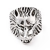 Wolf Head Wide Band Rings for Men RJEW-F126-04AS-1