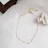Stainless Steel & Imitation Pearl Round Link Chain Necklaces for Women WGE4439-03-1