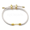 Brass Column Bar Link Bracelet with Leather Cords BJEW-G675-05G-07-1