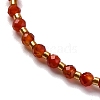 2mm Faceted Natural Carnelian Beaded Braided Adjustable Bracelets for Women PF2854-6-2