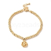 Vacuum Plating 201 Stainless Steel Interlocking Knot with Ball Charm Bracelet with Round Beads for Women BJEW-B057-05G-1