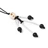 Halloween Theme Skeleton Glass Seed & Natural Black Onyx & Synthetic Turquoise Beaded Pendant Decorations HJEW-MZ00284-06-4