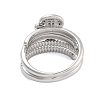 Brass Micro Pave Cubic Zirconia Boy Open Cuff Rings Set for Women RJEW-U002-12P-2