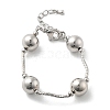 Brass Round Beaded Link  Bracelets for Women BJEW-S159-02A-P-2