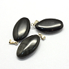 Horse Eye Dyed & Heated Natural Black Agate Pendants G-Q363-09-2