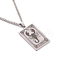 304 Stainless Steel Curb Chain Rectangle with Constellation Pendant Necklaces PW-WG0F5D0-22-1