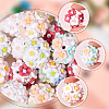20Pcs 5 Colors Luminous Polymer Clay Rhinestone Flower Beads RESI-SC0005-56-3