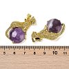 Natural Amethyst Ball with Leopard Shape Brass Pendants KK-F887-04G-26-3