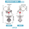   6Pcs Tibetan Style Alloy Angel Pendant Keychain with Fairy Charm and Tree of Life Charm KEYC-PH0001-91-2