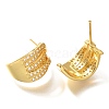 Brass Cubic Zirconia & Glass Stud Earrings EJEW-M048-02G-2