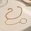 304 Stainless Steel Twisted Chain 2-Strand Hand Chain Ring Bracelets for Women MQ9629-4