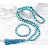 Synthetic Turquoise Round Beaded Pendant Necklaces & Bracelets Sets FS-WG9D102-12-1