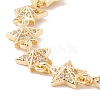 Clear Cubic Zirconia Pentagram Star Link Chains Bracelet BJEW-I301-14G-2