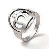 Non-Tarnish 201 Stainless Steel Crown Thick Finger Ring for Women RJEW-G266-39P-3