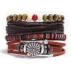 4Pcs Weave Imitation Leather Multi-strand Bracelets for Men WGB022D-11-1