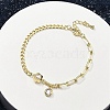 Brass Micro Pave Clear Cubic Zirconia Charm Bracelets BJEW-C083-10G-2