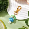 Handmade Glass Seed Mushroom with Acrylic Leaf Pendant Decorations HJEW-MZ00104-03-2