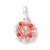 Glass Rhinestone with Acrylic Pearl Pendants PALLOY-MZ00251-02-1