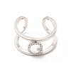 Clear Cubic Zirconia Initial Letter Open Cuff Ring RJEW-A012-01P-G-1