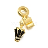 Brass Enamel Badminton European Dangle Charms KK-C087-11G-01-1