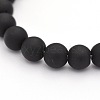 Dyed & Heated Natural Black Agate Frosted Round Beads Strands X-G-P088-14-8mm-1