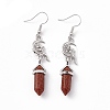 Gemstone Bullet with Moon Fairy Dangle Earrings EJEW-I276-04P-2