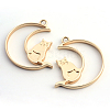 Matte Style Rack Plating Alloy Kitten Open Back Bezel Pendants PALLOY-S047-38C-FF-1