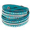 6-row Suede Cord & Rhinestone & Alloy Rivet Wrap Bracelets WGDA315-15-1