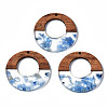 Transparent Resin & Walnut Wood Pendants X-RESI-T035-20-A02-1