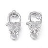 Brass Micro Pave Clear Cubic Zirconia Lobster Claw Clasps ZIRC-Q024-17P-1