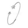 Clear Cubic Zirconia Open Cuff Bangle BJEW-G737-01P-04-4