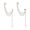 Tarnish Resistant 304 Stainless Steel Safety Chains Dangle Stud Earrings with Ear Cuff EJEW-JE04923-01-3