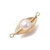 Copper Wire Wrapped Pearl Connector Charms PALLOY-JF02920-4