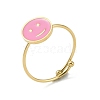 Flat Round with Smiling Face 304 Stainless Steel Enamel Ring RJEW-A038-12G-02-1