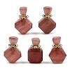 Natural Strawberry Quartz Perfume Bottle Pendants G-P554-G05-1