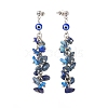 Natural Gemstone Chips & Lampwork Evil Eye Cluster Dangle Stud Earrings EJEW-JE05040-4
