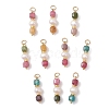Natural Colorful Tourmaline Faceted Cube and Cultured Freshwater Pearl Potato Pendants PALLOY-JF04970-1