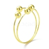 Rack Plating Brass Round Ball Beded Cuff Bangle for Women BJEW-F465-01G-2