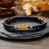 Black Agate & Tiger Eye & Amber Bead Stretch Bracelets PW-WGA559C-01-4