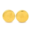 Ion Plating(IP) 304 Stainless Steel Flat Round Stud Earrings EJEW-D281-26G-1