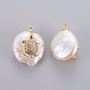 Natural Cultured Freshwater Pearl Pendants PEAR-J004-30G-2