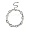 Anti-Tarnish 304 Stainless Steel Oval Link Chain Anklets AJEW-A057-05P-1