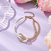 4mm Round Pearl Shell & Brass 2-Strand Beaded Bracelets for Women BJEW-JB10554-2