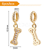 BENECREAT 6Pcs Brass Micro Pave Grade AAA Cubic Zirconia European Dangle Charms KK-BC0007-15-2