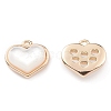 Natural Freshwater Shell Heart Charms with Brass Findings BSHE-E038-10KCG-2