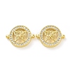 Rack Plating Brass Micro Pave Clear Cubic Zirconia Connector Charms KK-C008-05G-2