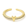 Clear Cubic Zirconia Initial Letter Open Cuff Ring RJEW-H120-09G-Y-2