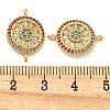 Rack Plating Brass Pave Cubic Zirconia Wheel Connector Charms KK-Z063-28G-02-3